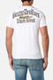 White T-Shirt with Faux Leather Details White-Gold - 3