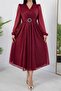 Women's Belt Midi Length Lining Glitter Detail Dress Dpry3590 - 3