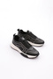 Men's patterned lace-up thick soled comfort sneaker walking sports shoes black - 2