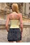 Halter Neck Open Back Basic Crop Blouse - 2