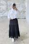 Relaxed Cut Elastic Waist Layered Long Skirt 5213 - Black
