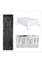 3 Pieces White Cover, Silver Table Skirt, Black Back Floor