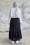 Relaxed Cut Elastic Waist Layered Long Skirt 5213 - Black - 4