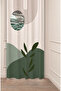 Leaf Graphic Bohemian Minimalist Beige Cream Patterned Special Design Digital Printed (Single Wing) Background Curtain