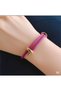 Gold Detailed Adjustable Pink Color Leather Steel Bracelet Imprint - 3