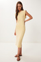 Basic Summer Midi Knitted Dress Yellow Lfw0004 - 3