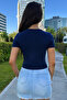 Women's Printed Lycra Crew Neck Crop T-Shirt - 6