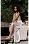 Ruadhan Beaded Detailed Beige Long Dress - 4