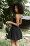 Lissa One Shoulder Rose Detail Black Mini Dress - 3