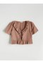 Lcw Vision V Neck Front Bow Ruffle Crop Blouse (S5) - 5