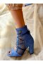 Happy Jeans Mesh Detail 10 cm Heel Summer Boots Sandals - 3
