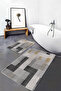 Ecru - Black Hand-Woven Motif Rug on the Floor Simple & Stylish Geometric 2-Piece Bathroom & Kitchen Mat Set - 3