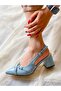 Own Blue Patent Leather Buckle 5 cm Heeled Sandals - 5