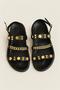 Black Women's Brown Chain and Gold Metal Detailed Summer Bohemian Stylish Thick Sole Sandals - 2