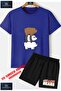 Child Unisex “Pandas 3Pack Back to Back“ Custom Printed Crew Neck T-Shirt - Shorts Set