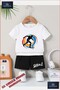 Kids Unisex “Colorful Soccer Player Circle Canvas“ Custom Printed Crew Neck T-Shirt - Shorts Set