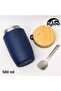 Bamboo Food Jar 500ml Food Thermos Flask Dark Blue
