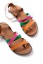 205-209 Orange Multi Genuine Leather Buckle Flip Flops Women's Sandals - 5