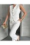 Women's Flower Button Detailed Classic Vest Trousers Suit White - 6