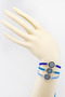 Navy Blue, Turquoise, Baby Blue Set of 3 Zircon Stone Elevator Bracelet - 3