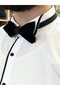 Groom's Shirt Plain White with Black Piping Slimfit Pocketless Horse Collar - 2
