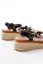 730-037 Black Mirror Genuine Leather Orthopedic Sole Women's Sandals - 5