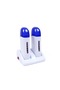 Double Roll-on Wax Heater Set with Charging Base, Blue and White