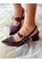 Veroni̇ka Brown Patent Leather Strappy Buckle 5 cm Heeled Sandals