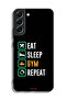 غطاء حماية لهاتف Samsung Galaxy S22 Plus 5G، تناول الطعام، النوم، ممارسة الرياضة، التكرار - 3