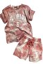 Girl's Florida Text Printed Combed Cotton T-Shirt Powder Shorts Set - 5