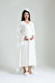 Tuba Ecru Flange Sleeve Lace Maternity Nightgown-Dressing Set of 2 - 7