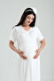 Tuba Ecru Flange Sleeve Lace Maternity Nightgown-Dressing Set of 2 - 8