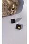 Serrated Smoked Color Large Size Square Shape Gold Accessory Epoxy Earrings Handmade Gift - 3