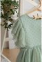 Mint Green Polka Dot Ruffle Sleeve Lycra Tulle Children's Dress - 6