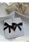 Black Ribbon Form Gold Detailed Earrings - 2
