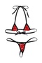 Black Drawstring Red Leather Look Drawstring Bikini Set - 3