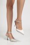 Women's Buckle Pointed Toe Silver Shoes - 2