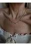 Imported Barley Chain Colored Stone Necklace - 2