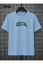 Aura Printed Cotton Unisex Light Blue T-Shirt-Black Shorts Set - 3