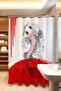 Bathroom Curtain, Red Fish Pattern Shower Curtain, Bathtub Curtain 175X200Cm - 2