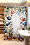 Bathroom Curtain, Sea Floor Creatures Patterned Shower Curtain, Bathtub Curtain 175X200Cm