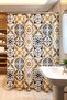 Bathroom Curtain, Coffee Shades Tile Pattern Shower Curtain, Bathtub Curtain 175X200Cm