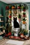 Bathroom Curtain, Botanical Cat Pattern Shower Curtain on the Toilet, Bathtub Curtain 175X200Cm - 4