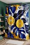 Bathroom Curtain, Indigo Leaves and Lemon Pattern Shower Curtain, Bathtub Curtain 175X200Cm - 4