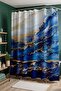 Bathroom Curtain, Blue Granite Patterned Shower Curtain with Gold Veins, Bathtub Curtain 175X200Cm - 3