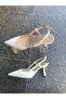 White Outer Material Skin Leather Goblet Heels Slingback Women's Shoes