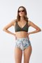 Women's Khaki Pad Top and High Waist Floral Print Bikini Set - 3