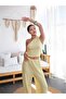 Yellow Color Extra Stretchy Wrinkle Fabric Waist Elastic Trousers - 4