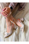 Pari̇ Beige Cow Suede Bow 5 cm Heel Sandals Shoes - 3