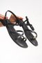 Eylülden Fashion Shoes Black Skin Single Toe Ring Detailed Sandals - 3